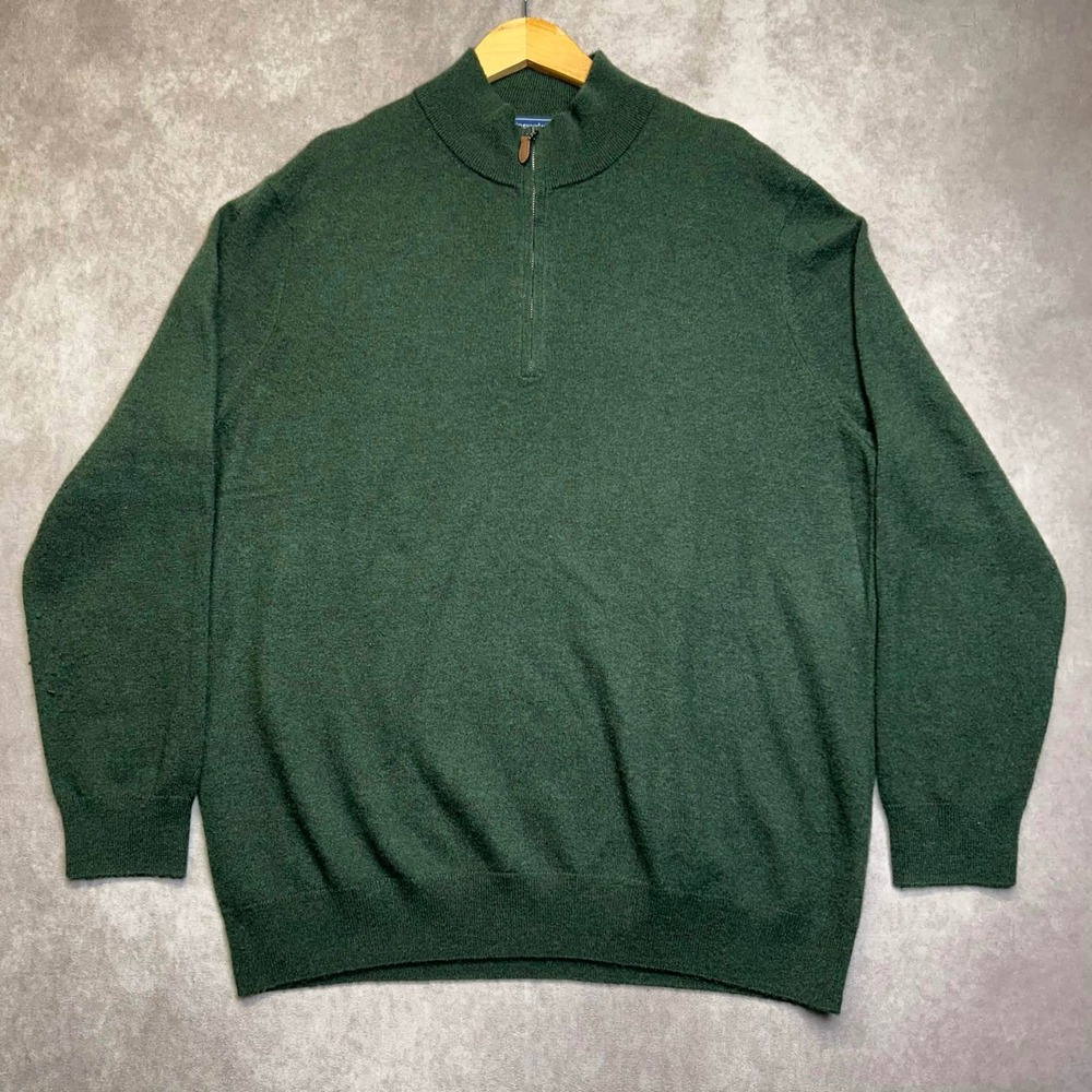 Vineyard Vines Mens XL 100% Cashmere Quarter Zip Pullover Sweater Hunter Green